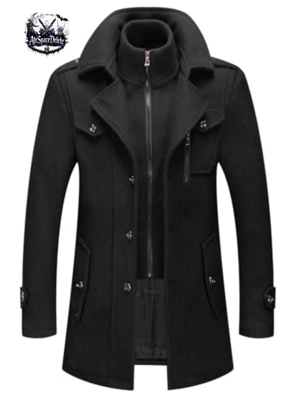 Men's Wool Blend Pea Coat Quilted Lined Notch Collar Single Breasted